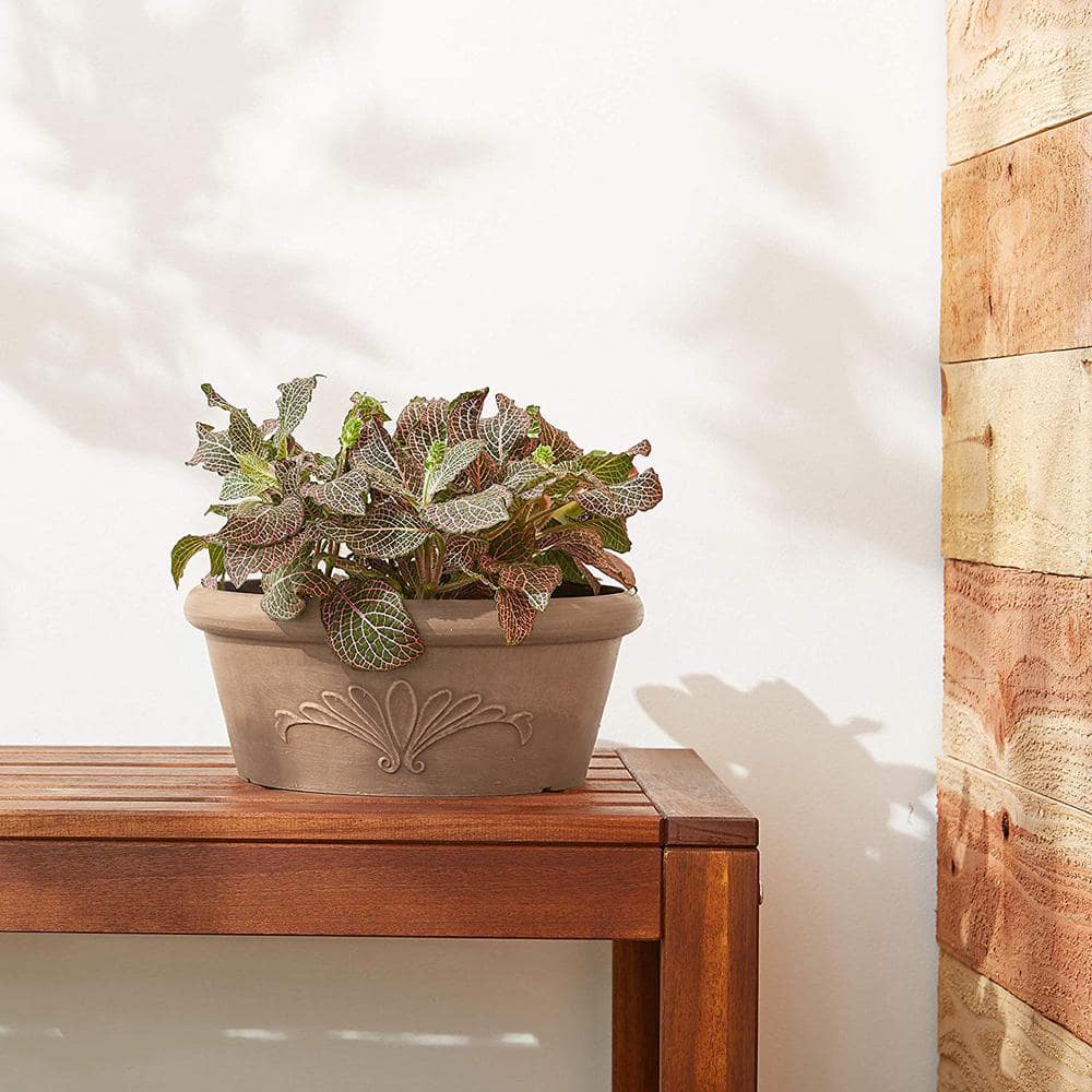 Taupe 10" Round Recycled Plastic Indoor/Outdoor Planter