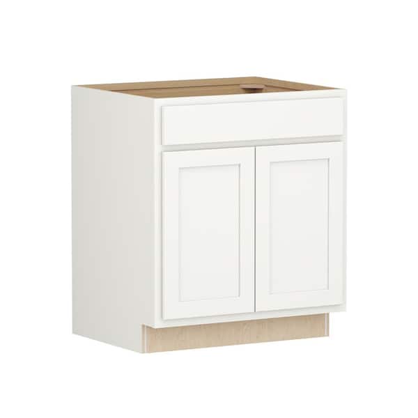 Shaker Partial Overlay 15 in. W x 24 in. D x 34.5 in. H Plywood Assembled Base Kitchen Cabinet in Linen White