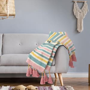 Gemma Sea Side Striped Multi-color Cotton Throw Blanket
