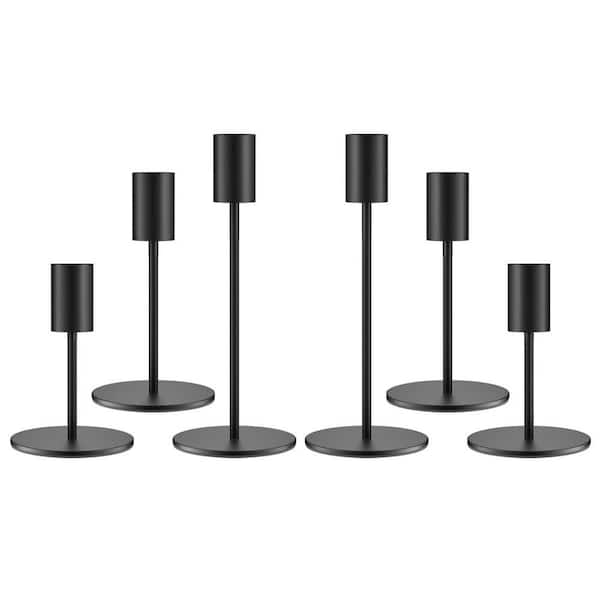 Set of 6 Black Metal Taper Candle Holders-Table/Mantel Centerpiece ...