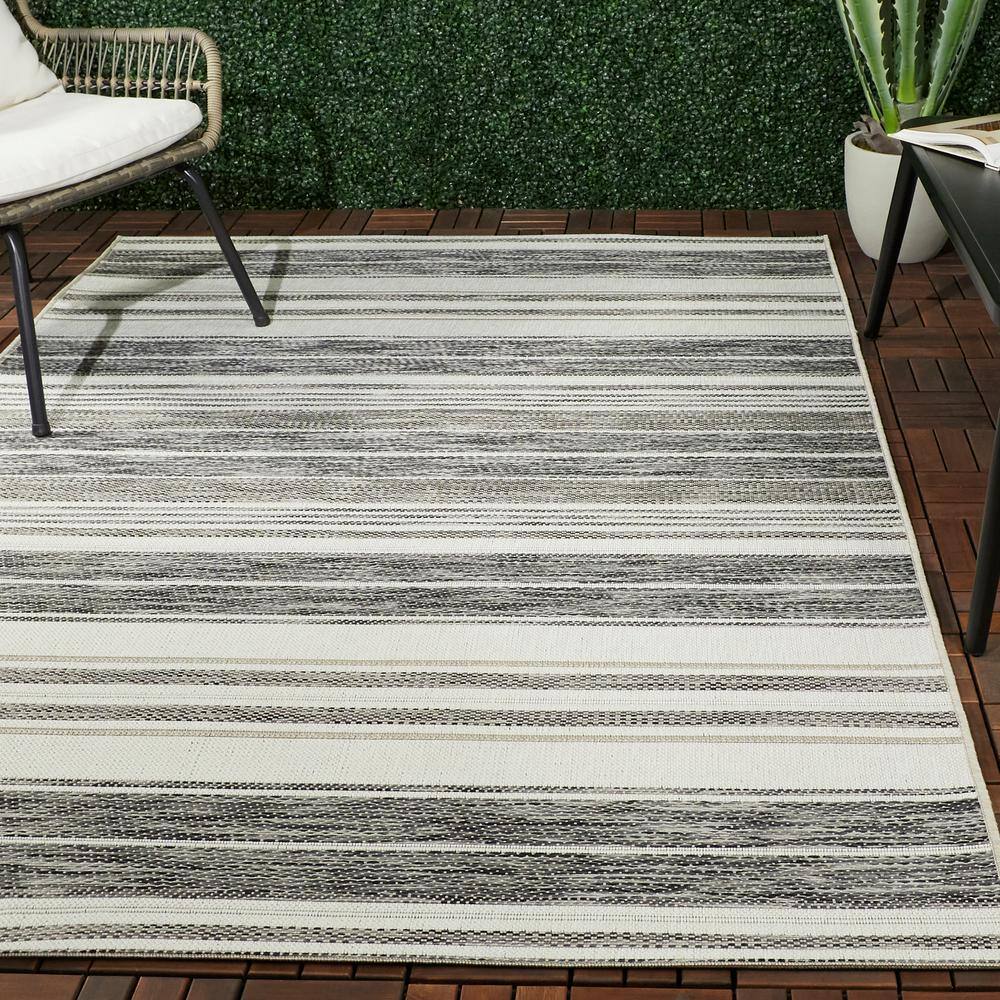 Coastal Stripes Easy-Care Synthetic Area Rug, 8' x 10', Gray