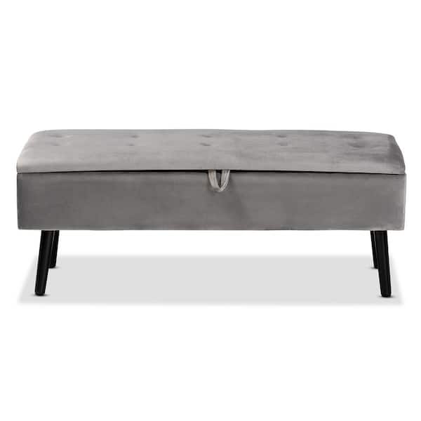 Baxton Studio Caine Grey and Dark Brown Storage Bench (15.9 in. H x 42.5 in. W x 15.7 in. D)