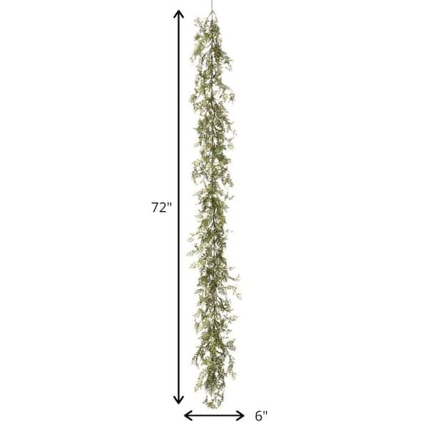 SULLIVANS 70 Artificial Silver Flocked Fern Berry Garland FECGD - The Home  Depot