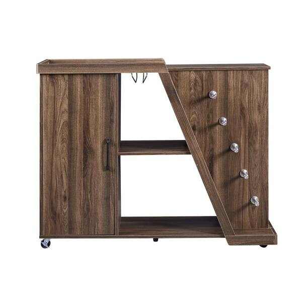 Unbranded Benitez Brown Kitchen Island with Adjustable Shelf