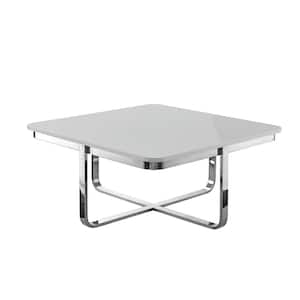 Lanna 40 in. Light Gray/Chrome Medium Square Wood Coffee Table