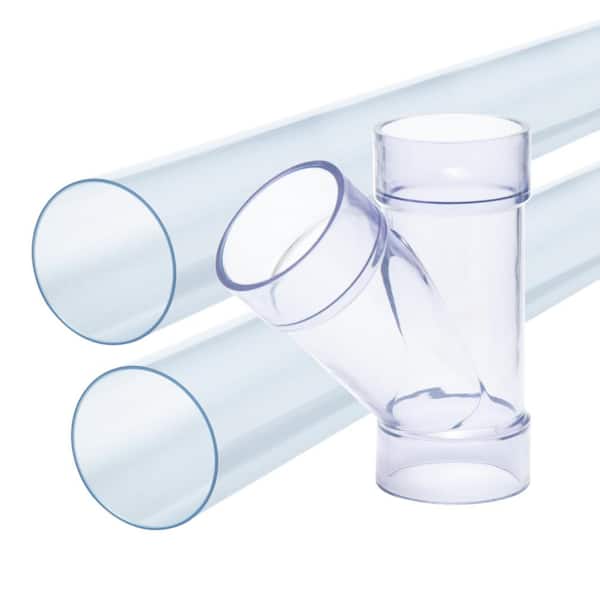 ‎POWERTEC 2-1/2 in. ID Y-Fitting with 2 Clear 2-1/2 in. OD x 36 in. Long PVC Pipes for Dust Collection Hoses and Fittings