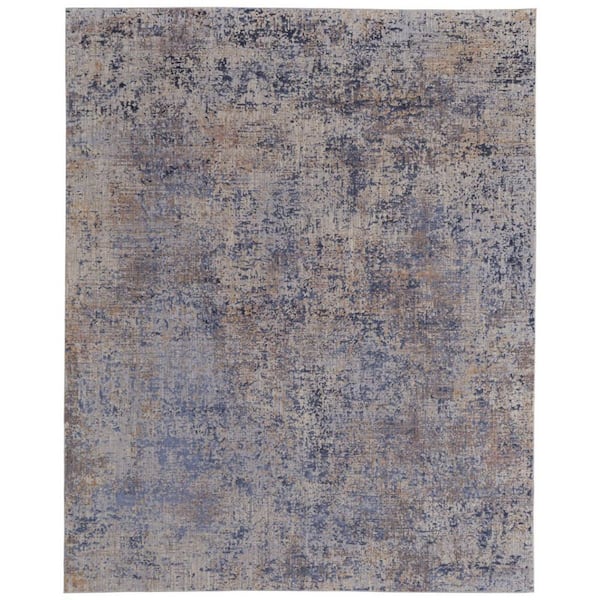 HomeRoots 7 ft. x 10 ft. Blue, Brown, Tan Abstract Area Rug