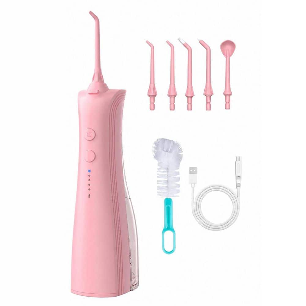 Portable Water Dental Flosser, 5 Mode Oral Irrigator, IPX7 Waterproof, Pink for Home and Travel