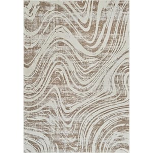 Nomad Beige Brown 7 ft. x 10 ft. Coastal Abstract Indoor Area Rug