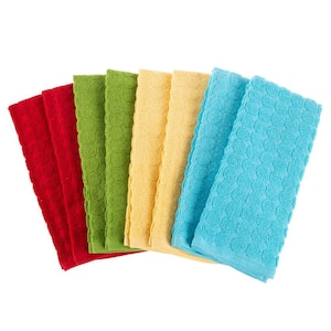 Multi-Color Circle Pattern Weave Cotton Kitchen Towel Set (8-Pieces)