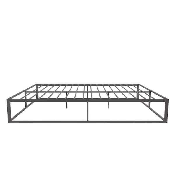 ANBAZAR 55.51 in. W Gray Full Size Metal Frame Platform Bed, No Headboard