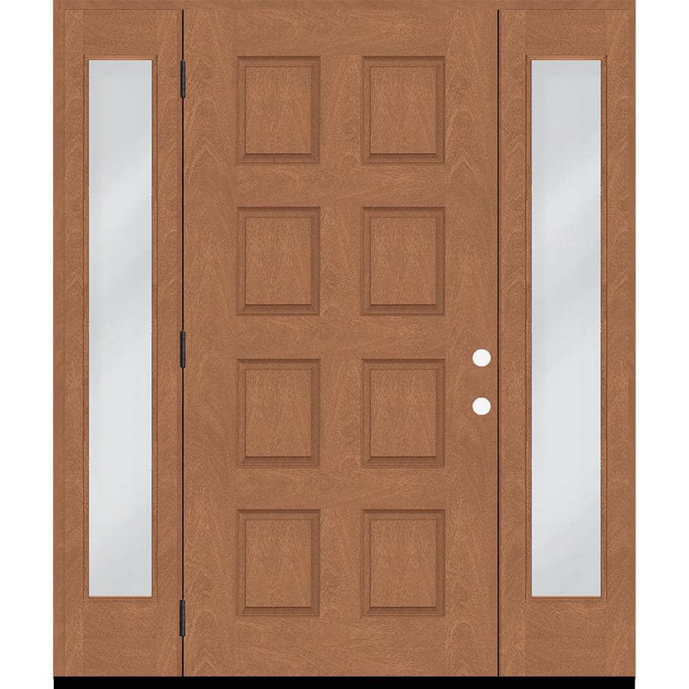 Regency 70 in. x 96 in. 8-Panel RHOS AutumnWheat Stain Mahogany Fiberglass Prehung Front Door with Dbl 12in. Sidelites price history on PriceWatchPro