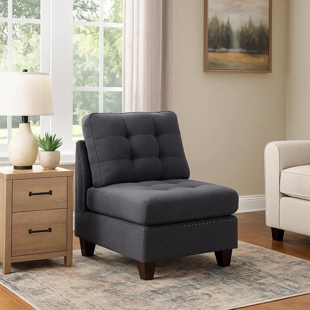 Lemy 32 in. Armless Fabric Square Sofa in. Gray and Brown price history on PriceWatchPro