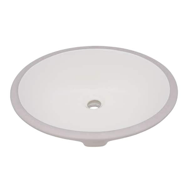 Ruvati Krona 16 in. Undermount Oval Bathroom Vanity  Sink in Biscuit Porcelain Ceramic with Overflow