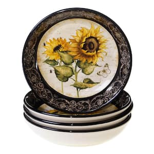 French Sunflowers 8.25 in. Soup and Pasta bowl (Set of 4)