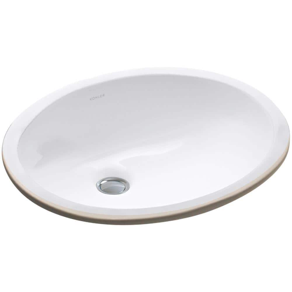 White Ceramic Oval Undermount Bathroom Sink