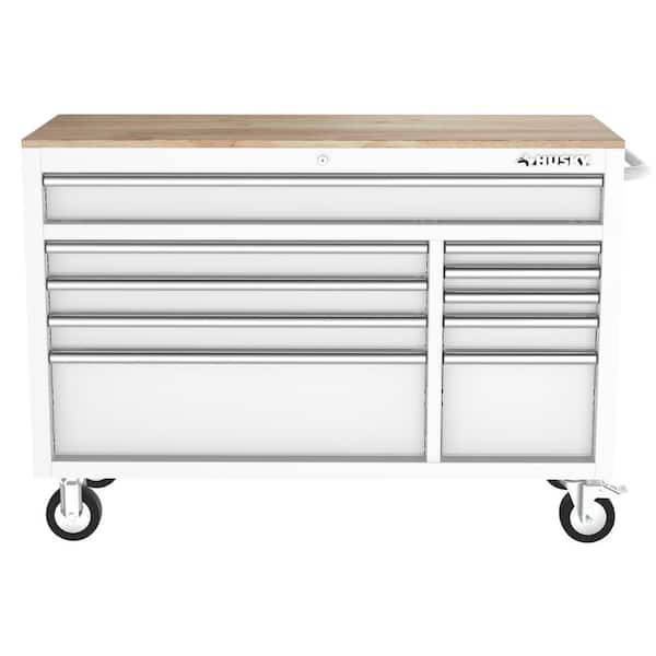 Modular Tool Storage 52 in. W White Mobile Workbench Cabinet