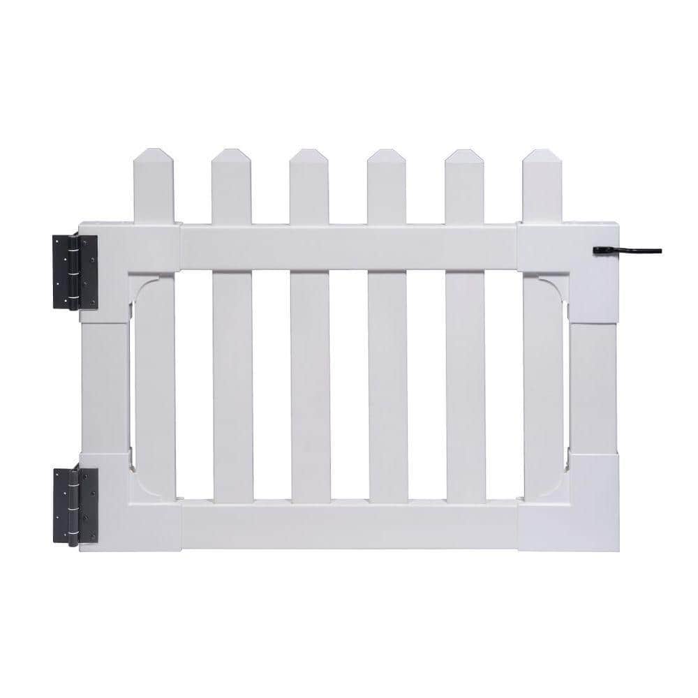 Zippity Outdoor Products 3-1/2 ft. x 2-5/8 ft. Newport Vinyl Picket Fence  Gate with Stainless Steel Hardware ZP19004 - The Home Depot