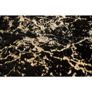 Lily Luxury Abstract Gilded Black 3 ft. x 5 ft. Area Rug