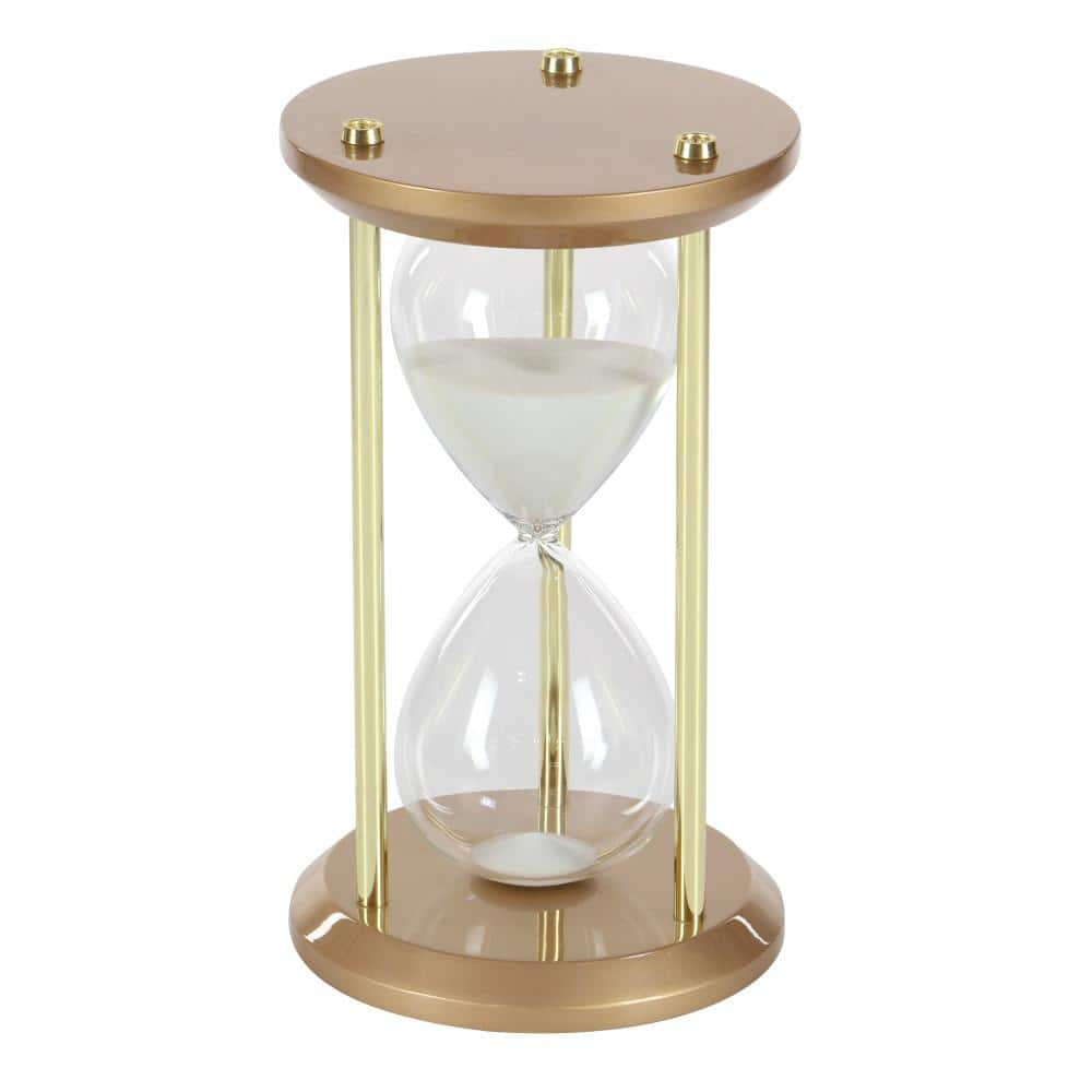 Litton Lane 60-Minute Bronze Wooden Hourglass 7 in. x 12 in. Sand Timer ...