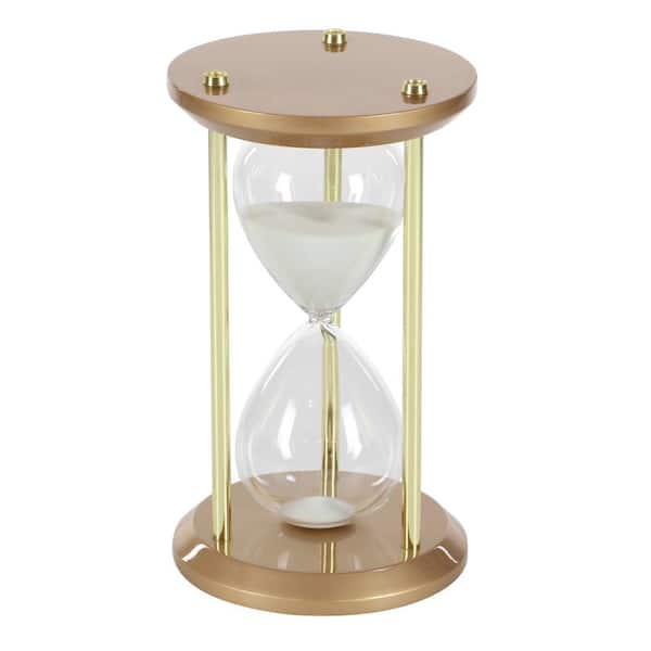 Litton Lane 60-Minute Bronze Wooden Hourglass 7 in. x 12 in. Sand Timer