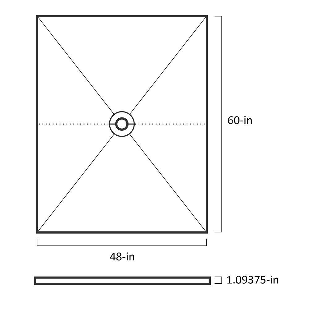 Lightweight Polystyrene 48" x 60" Center Drain Shower Tray