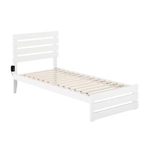 Oxford in White Twin Extra Long Bed with Footboard and USB Turbo Charger