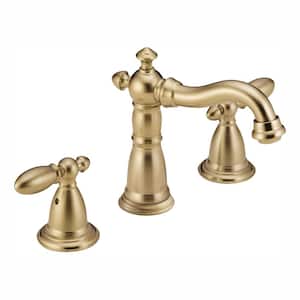 Victorian 8 in. Widespread 2-Handle Bathroom Faucet with Metal Drain Assembly in Champagne Bronze
