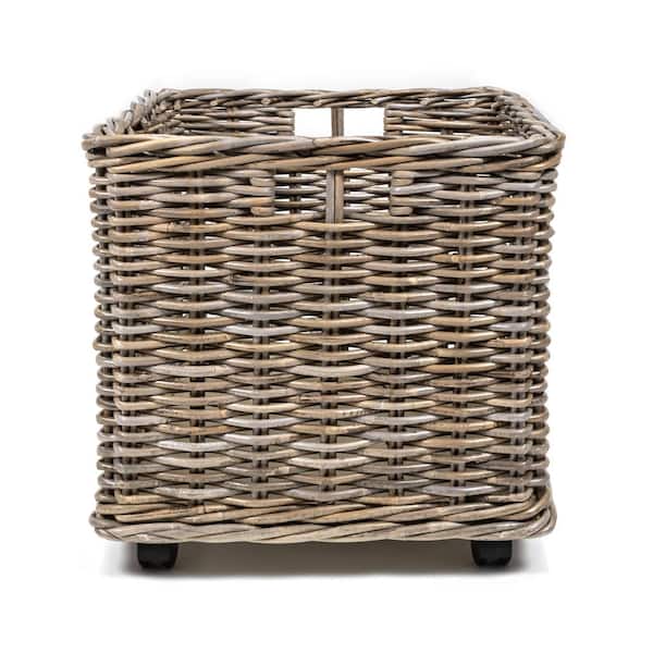 Cesto Per Piante Basket In Rattan Grigio, Ovale E Grande, Misura L53 Cm