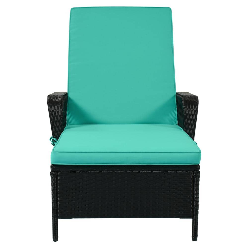 Thalia 1-Piece Black Wicker Outdoor Chaise Lounge with Green Cushions price history on PriceWatchPro