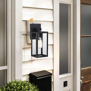 Martin 13 in. 1-Light Matte Black Hardwired Outdoor Wall Lantern Sconce with Dusk to Dawn (4-Pack)