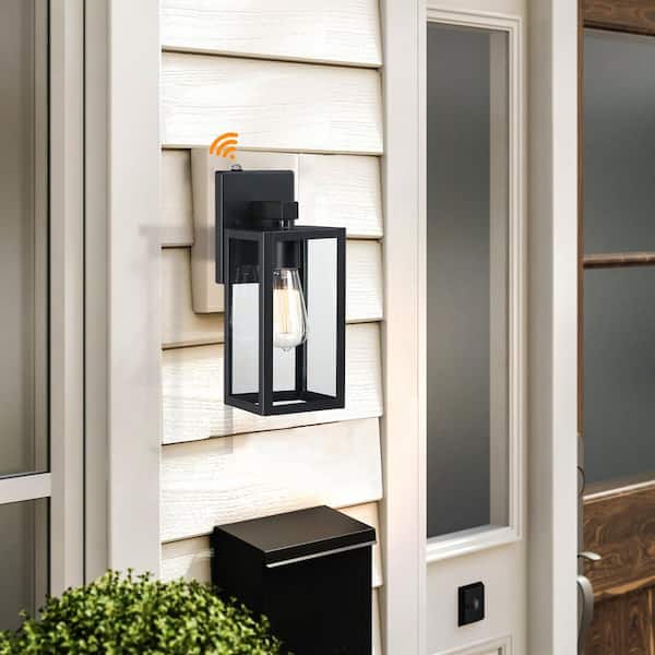 Martin 13.5 in. 1-Light Matte Black Dusk to Dawn Outdoor Hardwired Wall Lantern Sconce with No Bulb Included (4-Pack)