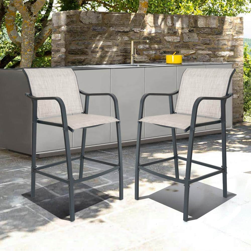 Metal Outdoor Bar Stool in Gray (2-Pack) price history on PriceWatchPro