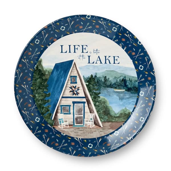 Wake At The Lake 13 in. Multi-Colored Ceramic Platter