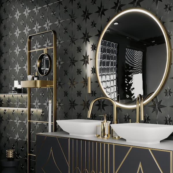 Merola Tile Stella Lustre Midnight 9-3/4 in. x 9-3/4 in