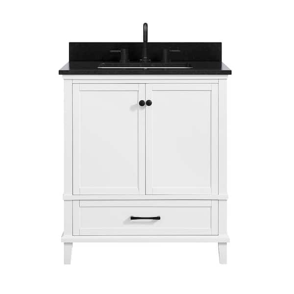 Home Decorators Collection Merryfield 31 in. Single Sink White Bath Vanity with Black Granite Top (Assembled)