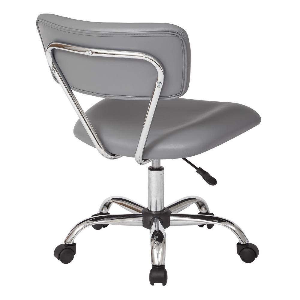 Vista Swivel Low-Back Task Chair in Gray Faux Leather