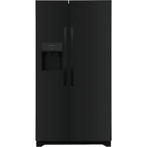 36 in. 25.6 cu. ft. Side by Side Refrigerator in Black, Standard Depth