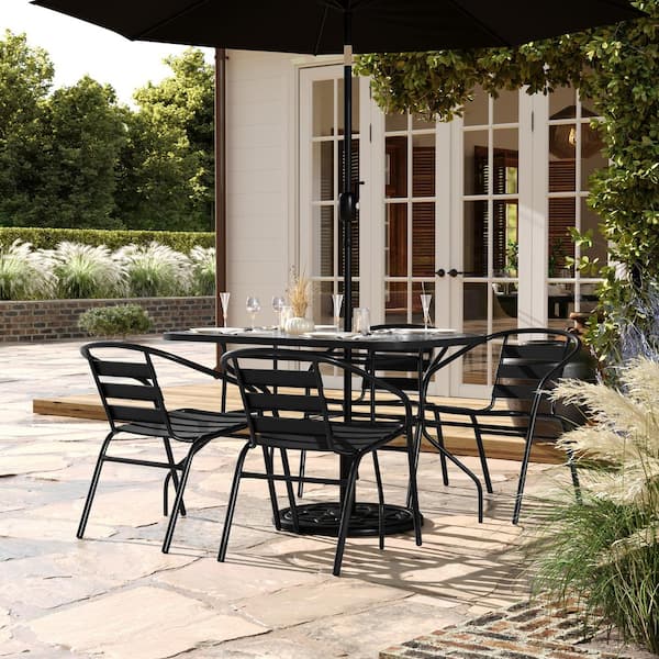 Carnegy Avenue Black 5-Piece Aluminum Patio Conversation Set