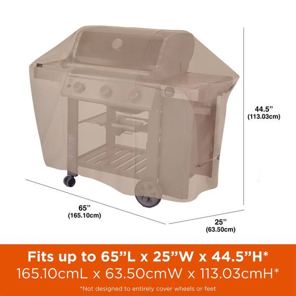 Chalet Water Resistant 4-Burner Grill Cover, 65 in. W x 25 in. D x 44.5 in.  H, Medium, Beige