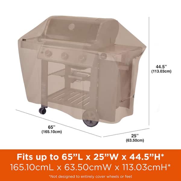 Chalet Water Resistant 4-Burner Grill Cover, 65 in. W x 25 in. D x 44.5 in. H, Medium, Beige