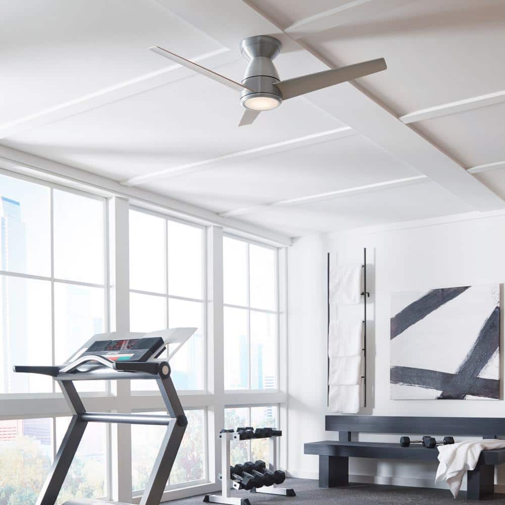 Tip Top 52" Brushed Aluminum Smart Flush Mount Ceiling Fan with LED Light