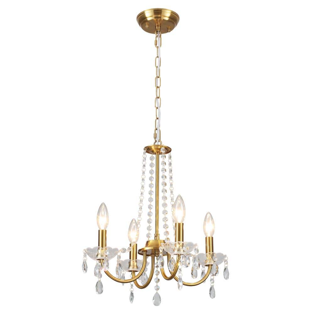 4-Light Gold Vintage Candle Style Chandelier with Crystal Accents for Living Room price history on PriceWatchPro