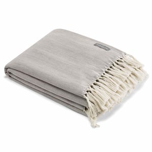 VERA WANG Twill Fringe Cotton Charcoal 60in. L X 50in. W Throw