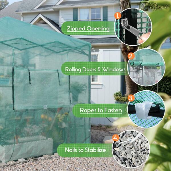 Tozey 8 ft. W x 6 ft. D Collapsible Metal Walk-In Greenhouse