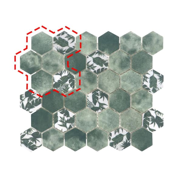 sunwings Concret Green Hexagon 6 in. x 6 in. Backsplash. Recycled Glass Cement Looks Floor And Wall Mosaic Tile (0.25 sq.ft.)