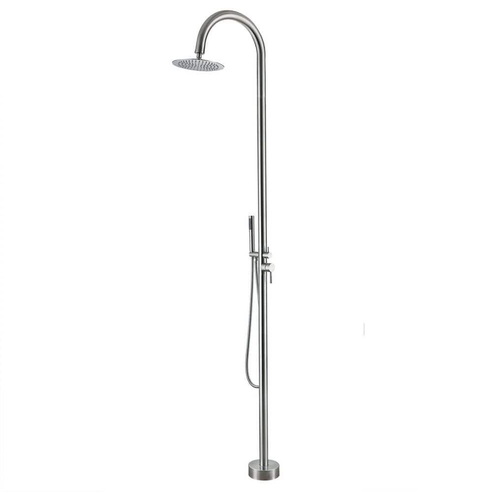 Double Handle 1-Spray Outdoor Floor Mount Freestanding Shower Faucet 1.8 GPM with Ceramic Disc Valves in Brushed Nickel price history on PriceWatchPro