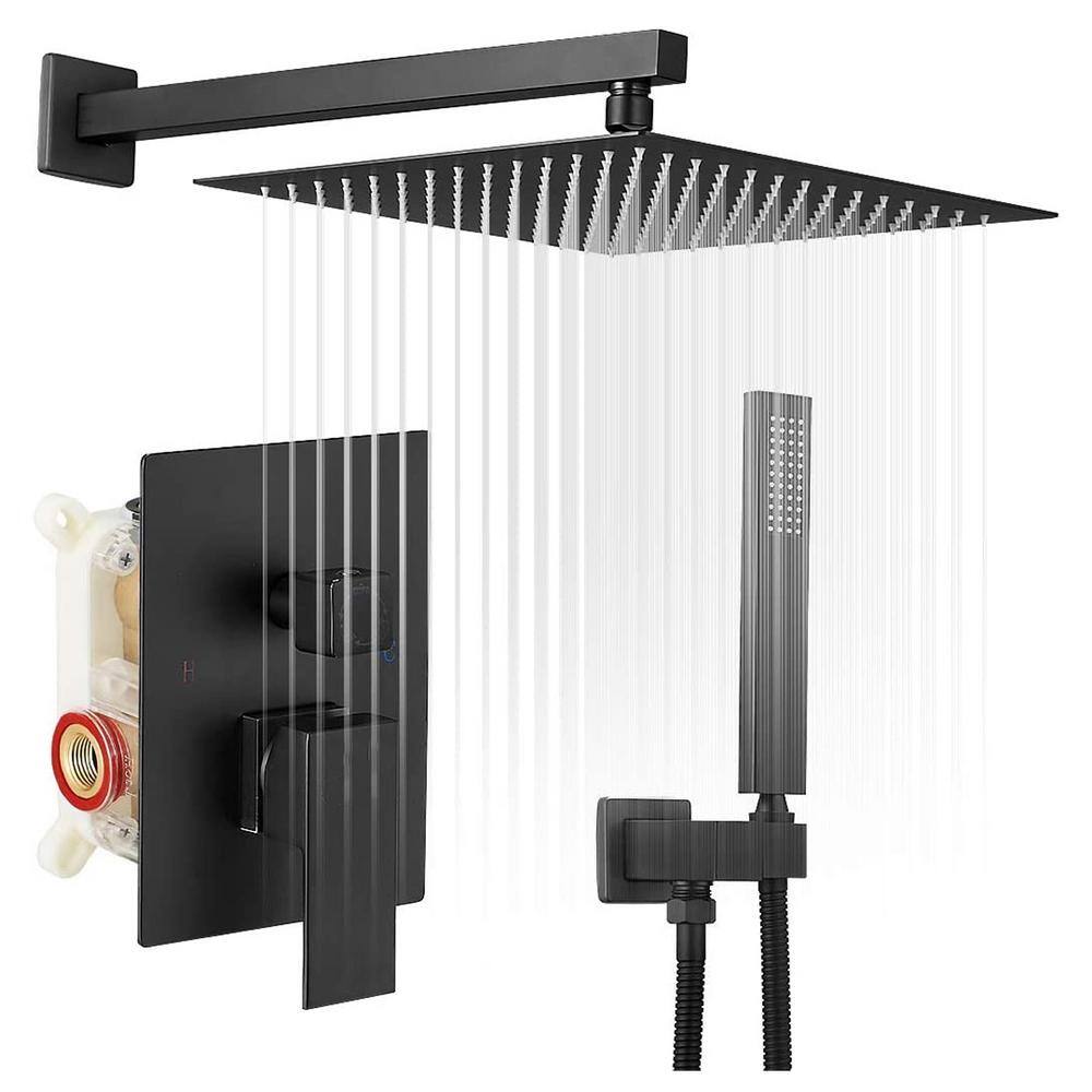 2-Spray Patterns with 2.5 GPM 12 in. Wall Mount Dual Shower Heads High Pressure Spot in Matte Black (Valve Included) price history on PriceWatchPro