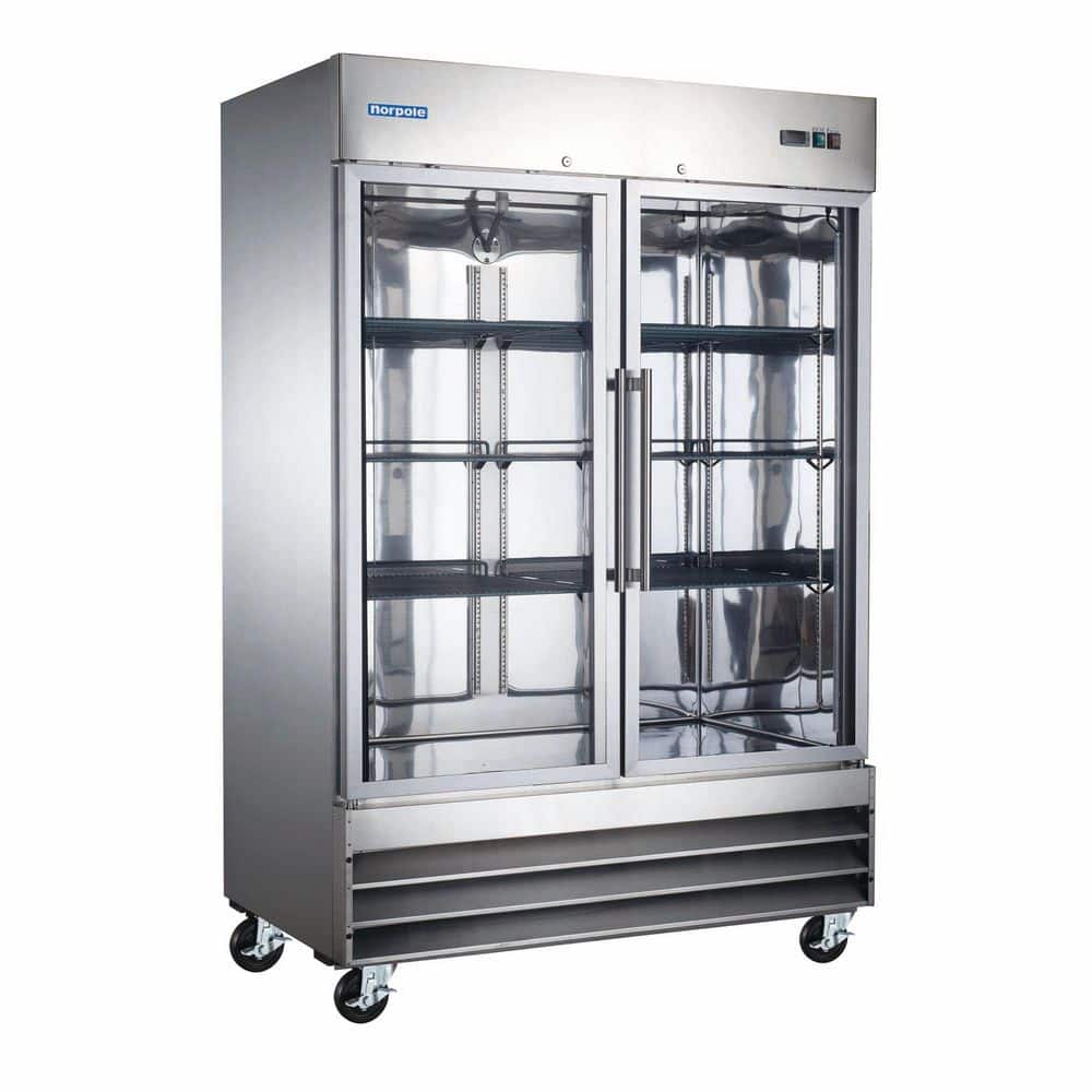 54 in. 48 cu. ft. Frost Free Defrost 2-Door Commercial Reach-In Upright Freezer in Stainless Steel