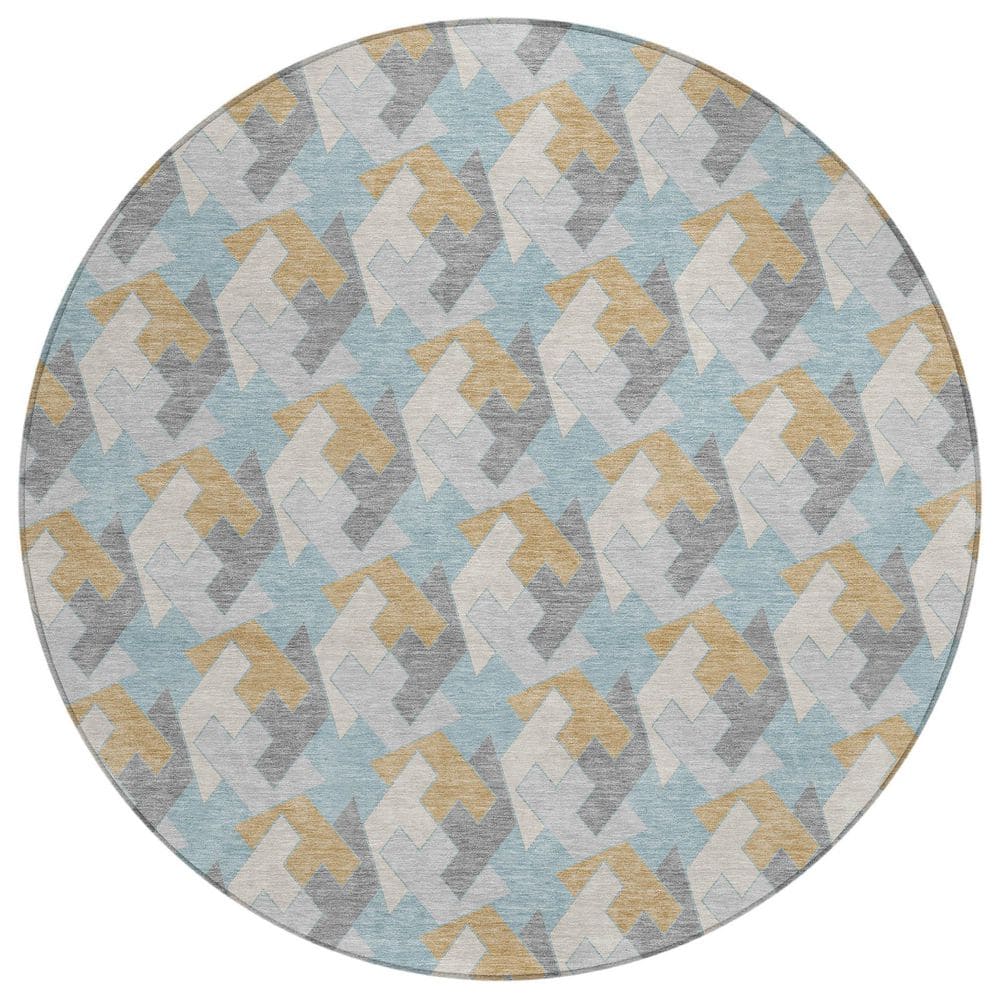 Chantille Machine Washable Indoor/Outdoor Abstract ACN2851 Spa 8 ft. x 8 ft. Round Rug price history on PriceWatchPro